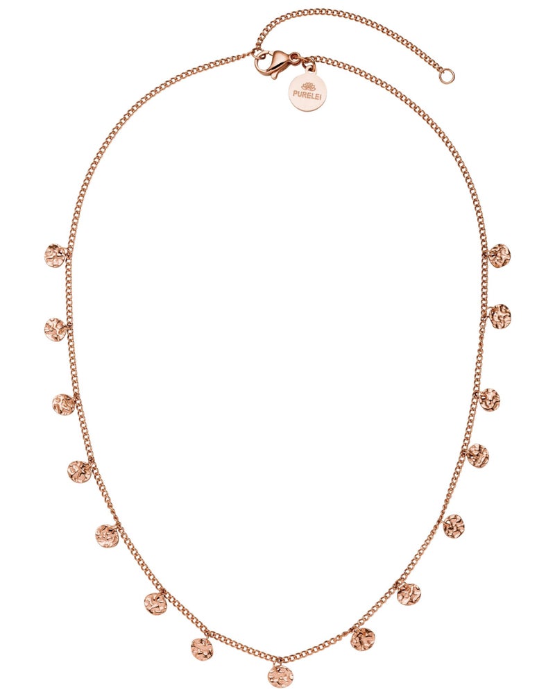 PureleiÂ® Malihini Necklace (rosegold) â€“ 18K Gold plated stainless steel jewelry â€“ Waterproof chain with coins â€“ 14 to 16 inch adjustable length â€“ Fashion jewelry for your individual look - Image 1